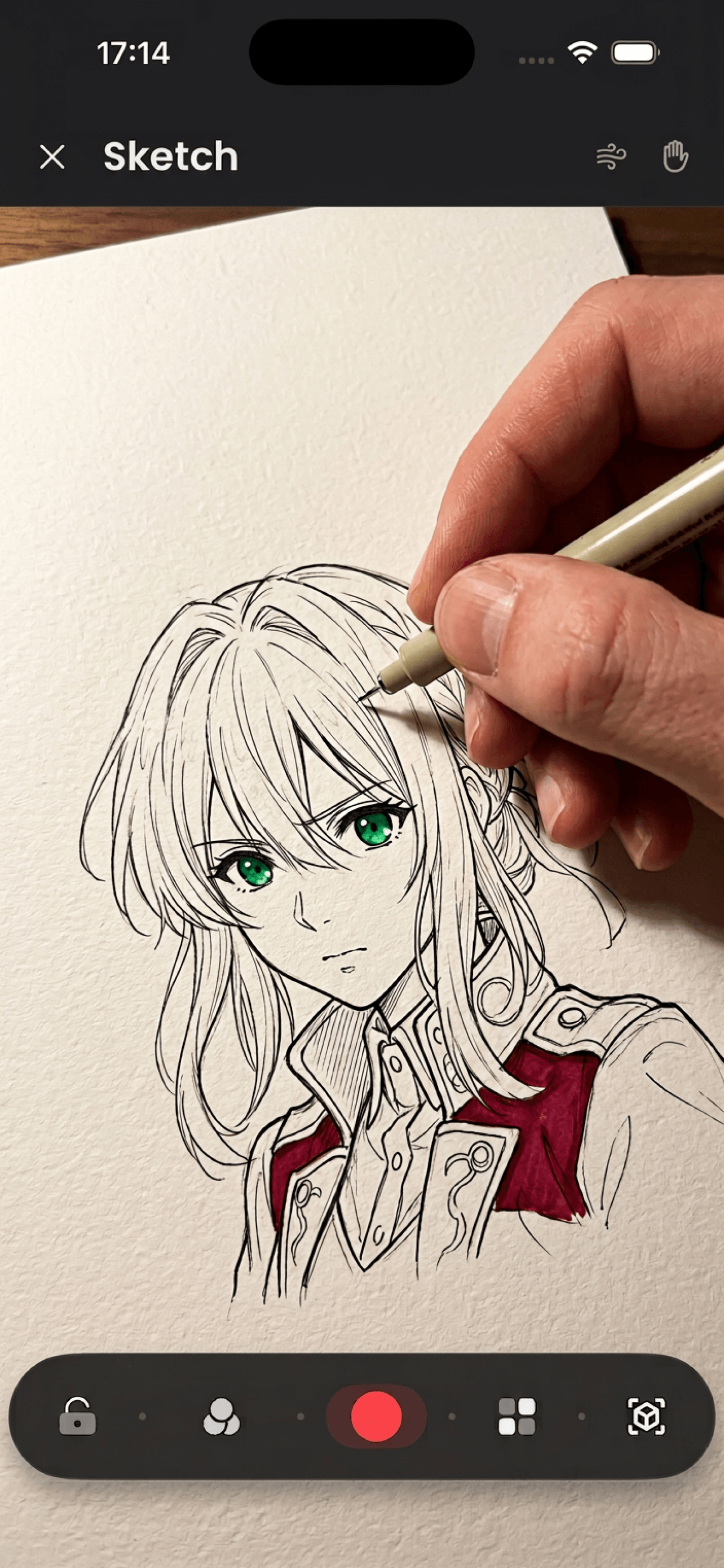 Tracing anime on paper
